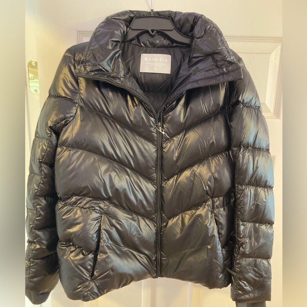 Athleta genuine down puffer jacket, black, size small